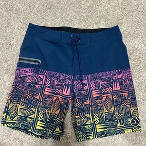 Board shorts with drawstring/velcro